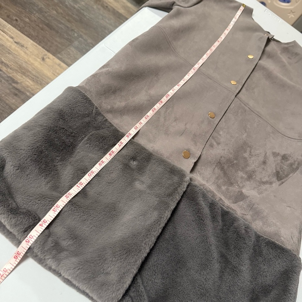 Zara jacket faux suede fur gray small preowned - Picture 11 of 12